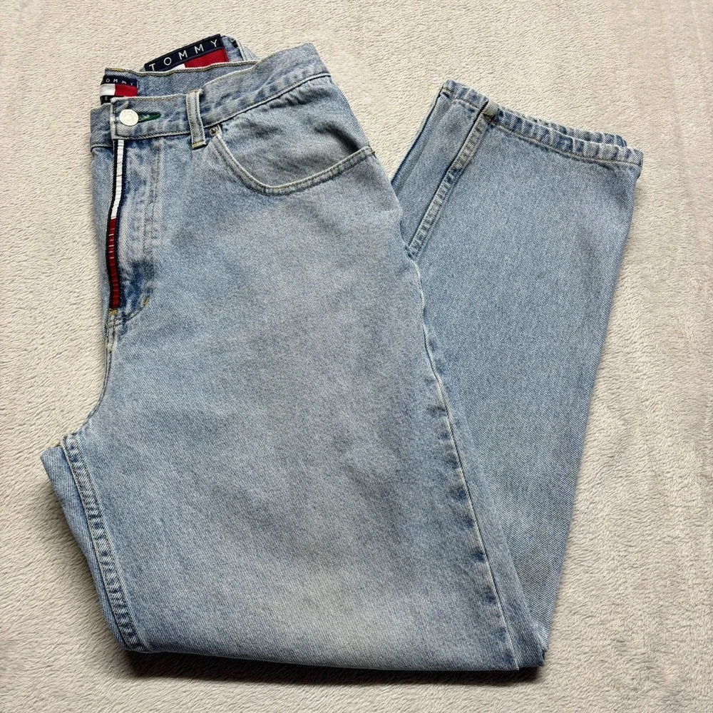 Vintage 90's Tommy Hilfiger Jeans Mens 34x32 Fits 31x30 Denim Big Flag‎ Patch